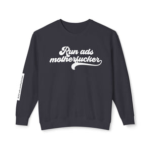 MotherF* retro, unisex lightweight crewneck sweatshirt with arm imprint