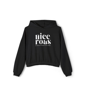 Nice ROAS tag, women's cinched bottom hoodie