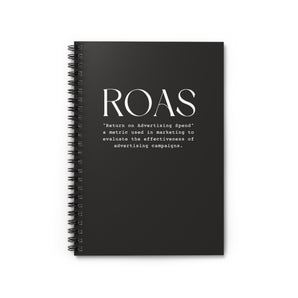 Nice ROAS definition, black spiral notebook - ruled line