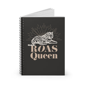 ROAS QUEEN tiger, black spiral notebook - ruled line