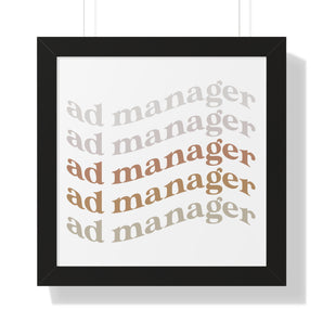 AdManager, curve framed vertical poster