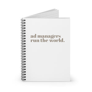 AdManager, run the world spiral notebook - ruled line