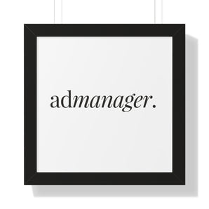 AdManager, title framed vertical poster