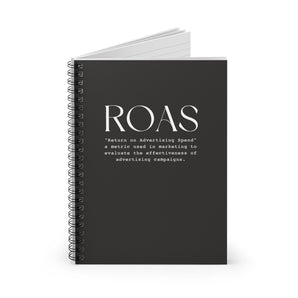 Nice ROAS definition, black spiral notebook - ruled line