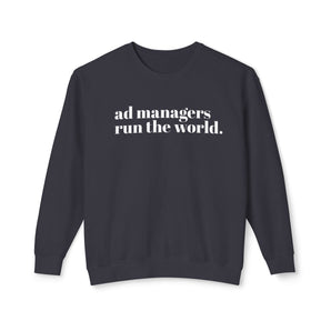 AdManager, run the world unisex lightweight crewneck sweatshirt