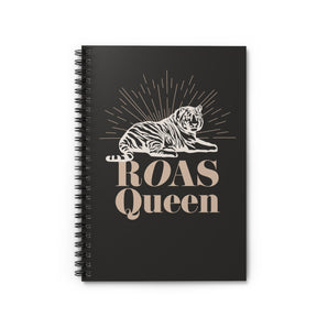 ROAS QUEEN tiger, black spiral notebook - ruled line