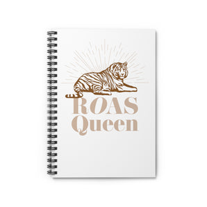 ROAS QUEEN tiger,  white spiral notebook - ruled line