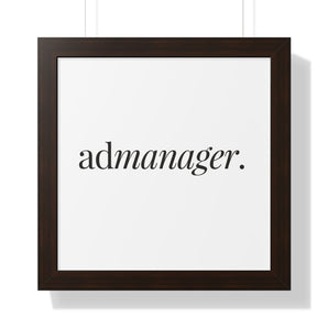 AdManager, title framed vertical poster